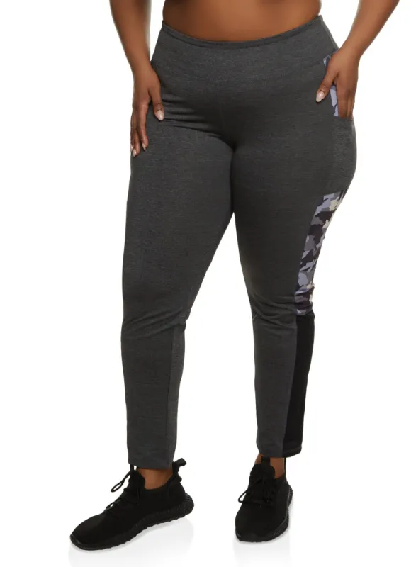 Plus Size Camo Detail Side Pocket Leggings sold by Rainbow