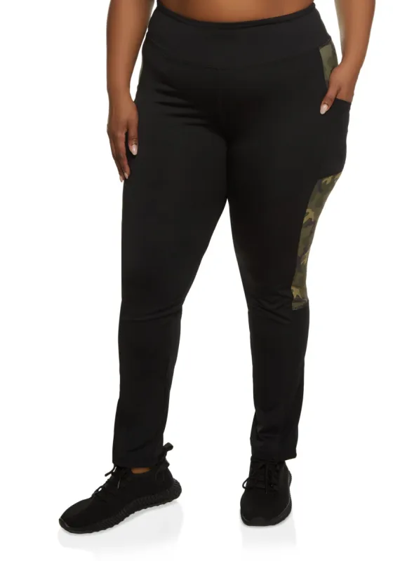 Plus Size Camo Detail Side Pocket Leggings sold by Rainbow