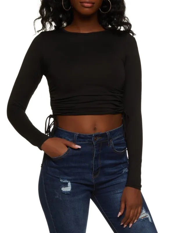 Crew Neck Ruched Long Sleeve Top sold by Rainbow