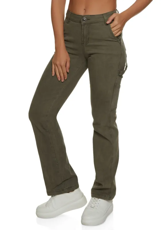 Twill Mid Rise Straight Leg Cargo Pants sold by Rainbow