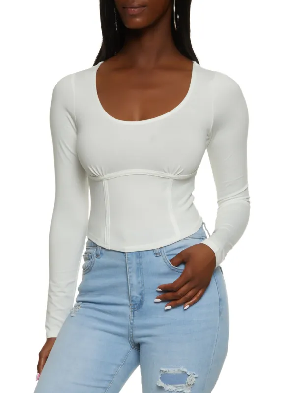 Scoop Neck Corset Detail Top sold by Rainbow