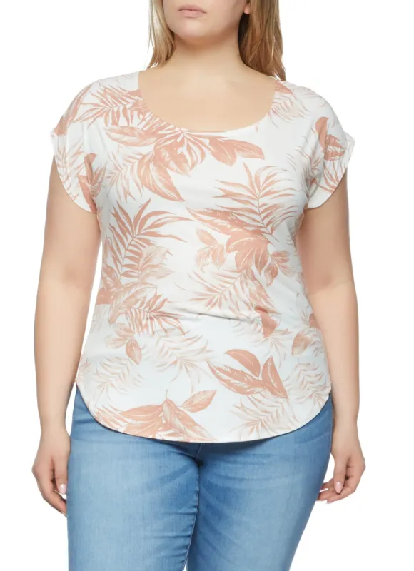 Plus Size Printed Scoop Neck Tee sold by Rainbow