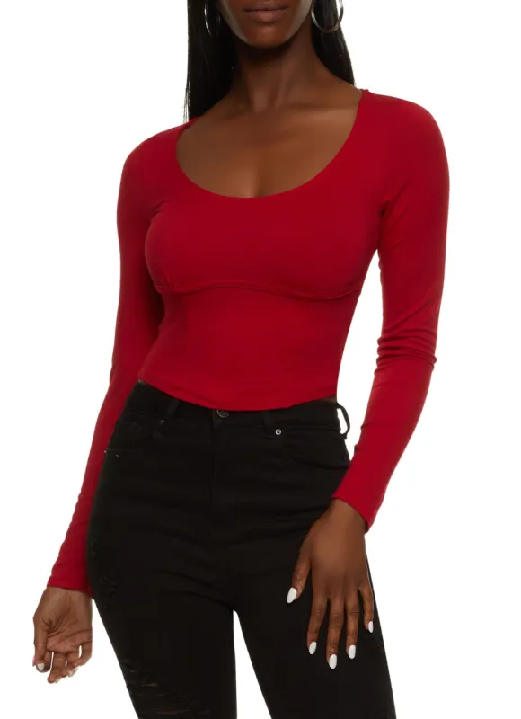 Scoop Neck Corset Detail Top sold by Rainbow