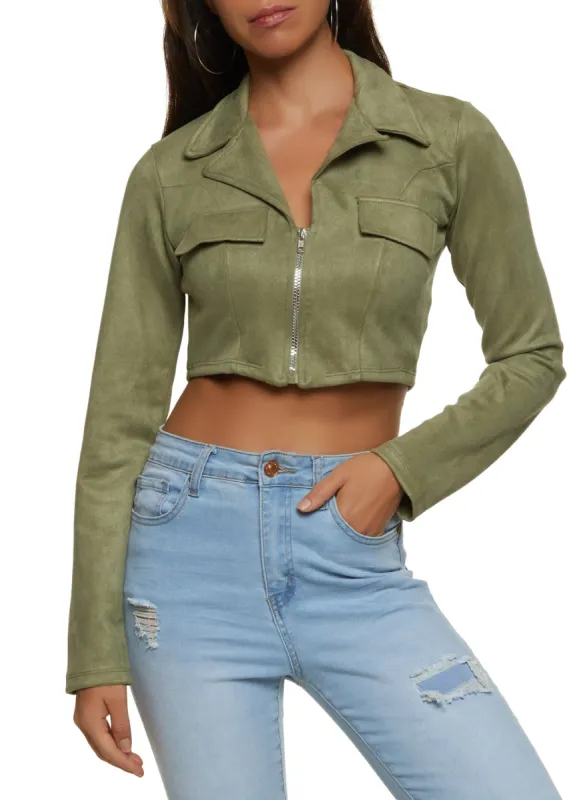 Collared Zip Front Crop Top sold by Rainbow