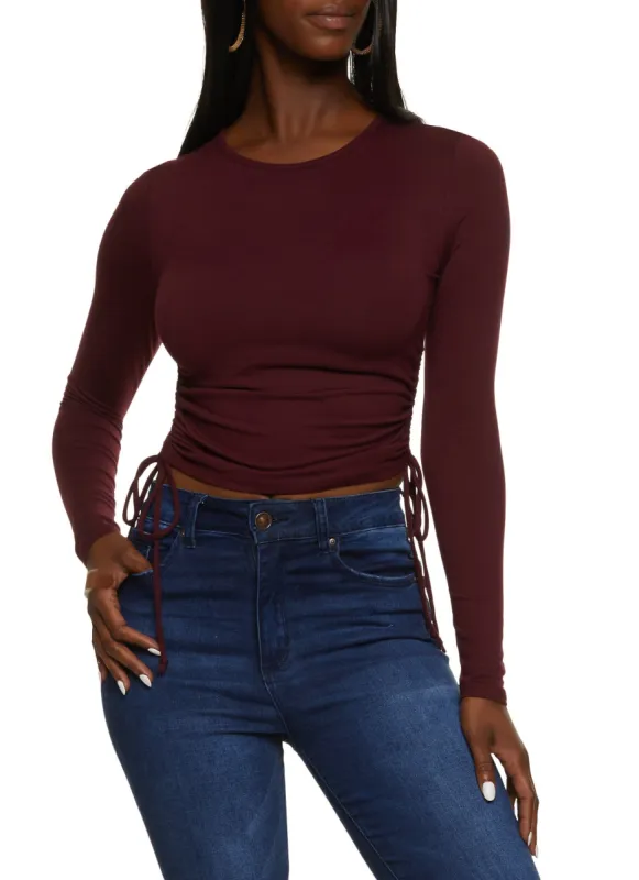 Crew Neck Ruched Long Sleeve Top sold by Rainbow
