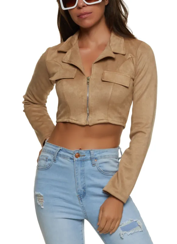 Collared Zip Front Crop Top sold by Rainbow