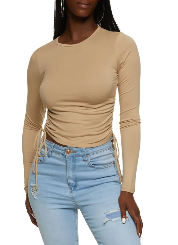 Crew Neck Ruched Long Sleeve Top sold by Rainbow
