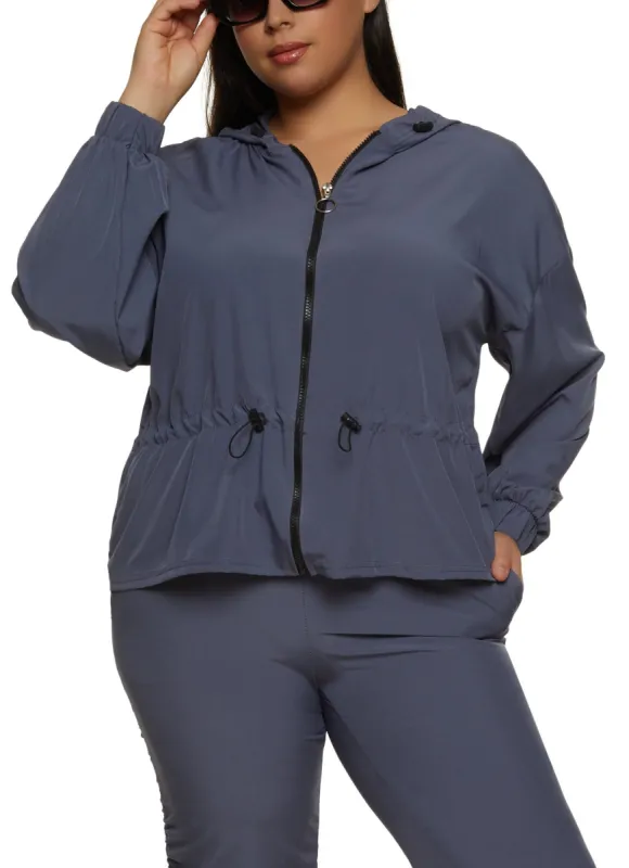 Plus Size Peplum Windbreaker Jacket sold by Rainbow