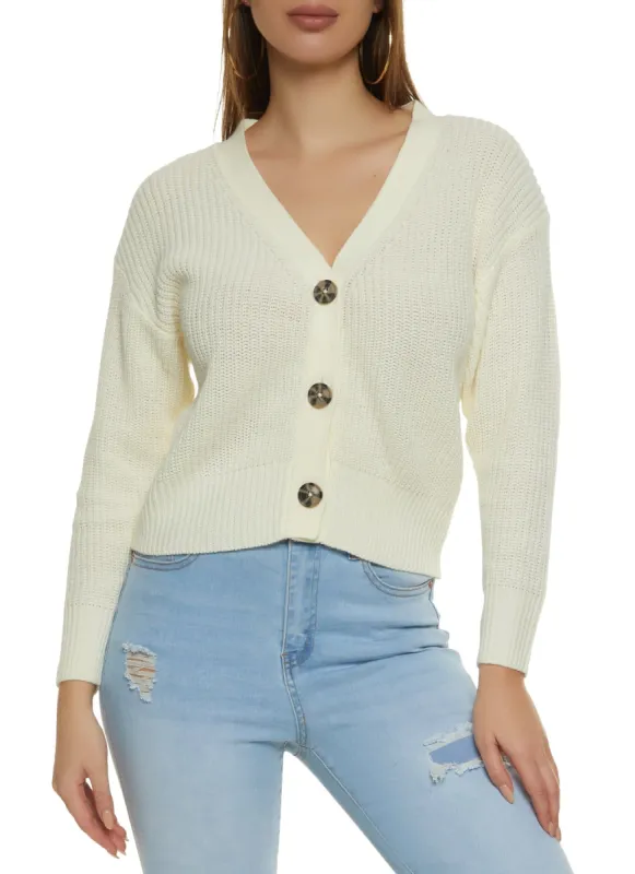 Drop Shoulder Button Up Cardigan sold by Rainbow