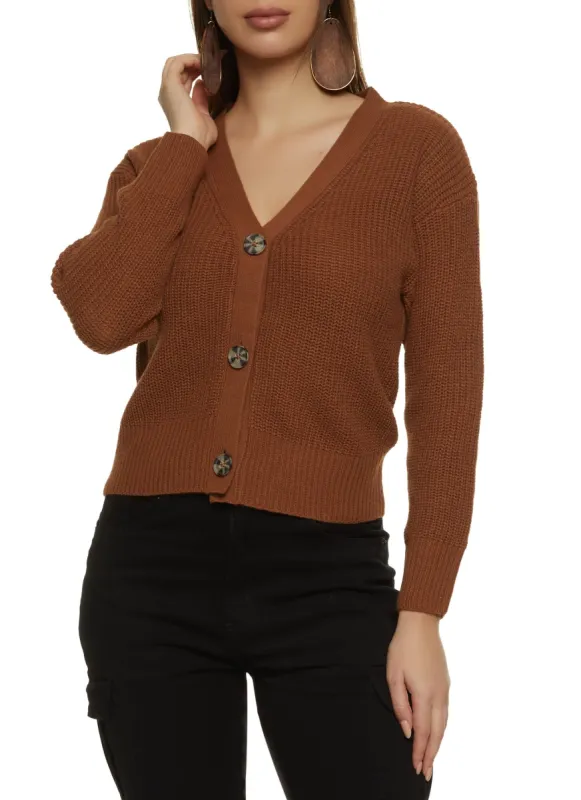 Drop Shoulder Button Up Cardigan sold by Rainbow