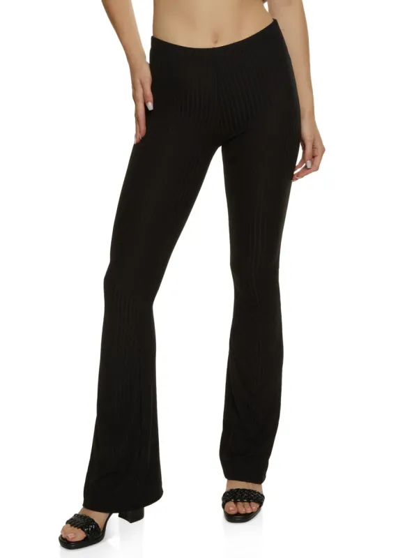 Ribbed Knit High Waist Flare Leg Pants sold by Rainbow