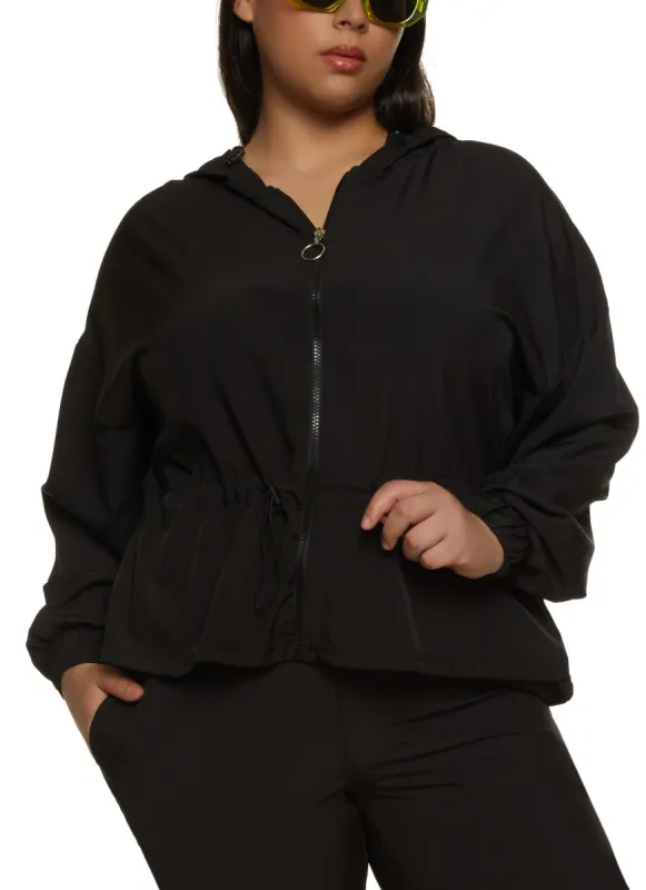 Plus Size Peplum Windbreaker Jacket sold by Rainbow