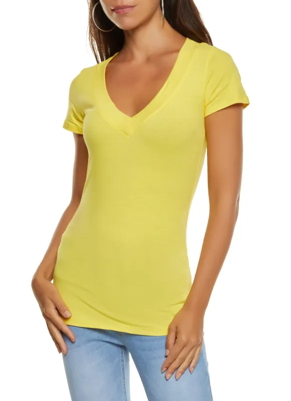Solid V Neck Tee sold by Rainbow