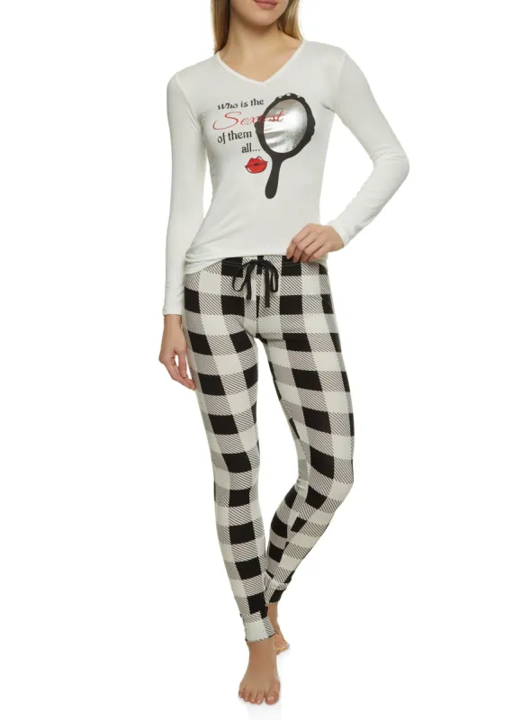 Sexiest of Them All Graphic Long Sleeve Pajama Top and Pants sold by Rainbow