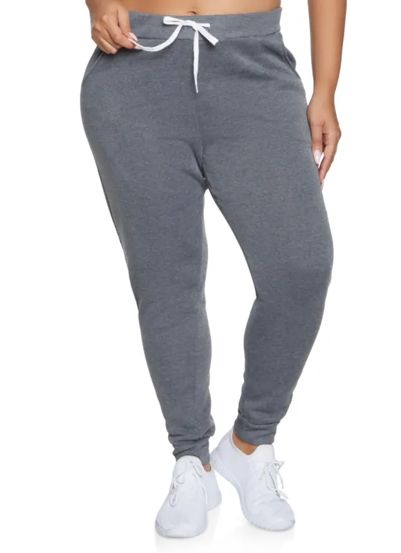 Plus Size Pocketed Fleece Joggers sold by Rainbow