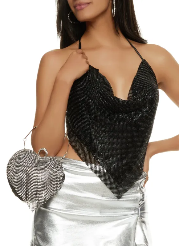Metallic Mesh Halter Top sold by Rainbow