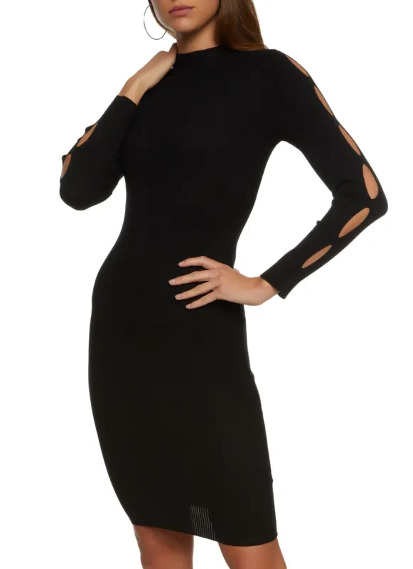 Cut Out Sleeve Midi Sweater Dress sold by Rainbow