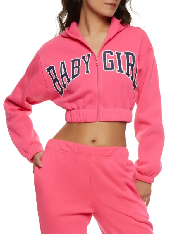 Baby Girl Varsity Graphic Cropped Hoodie sold by Rainbow