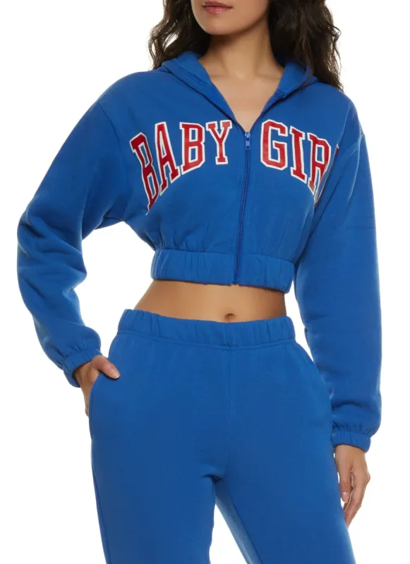 Baby Girl Varsity Graphic Cropped Hoodie sold by Rainbow