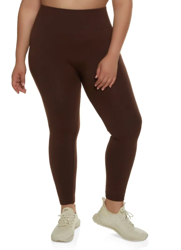 Plus Size High Waisted Fleece Lined Leggings sold by Rainbow