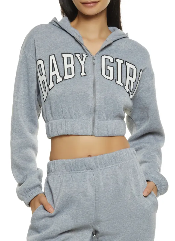 Baby Girl Varsity Graphic Cropped Hoodie sold by Rainbow