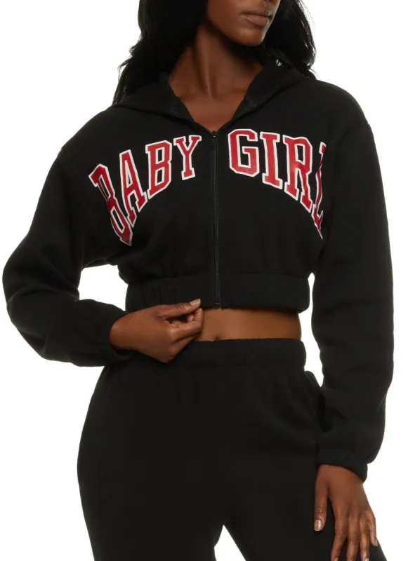Baby Girl Varsity Graphic Cropped Hoodie sold by Rainbow