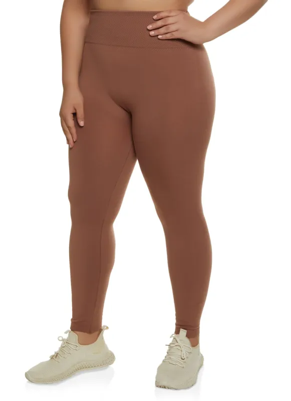 Plus Size High Waisted Fleece Lined Leggings sold by Rainbow