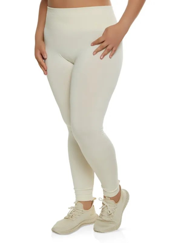 Plus Size High Waisted Fleece Lined Leggings sold by Rainbow