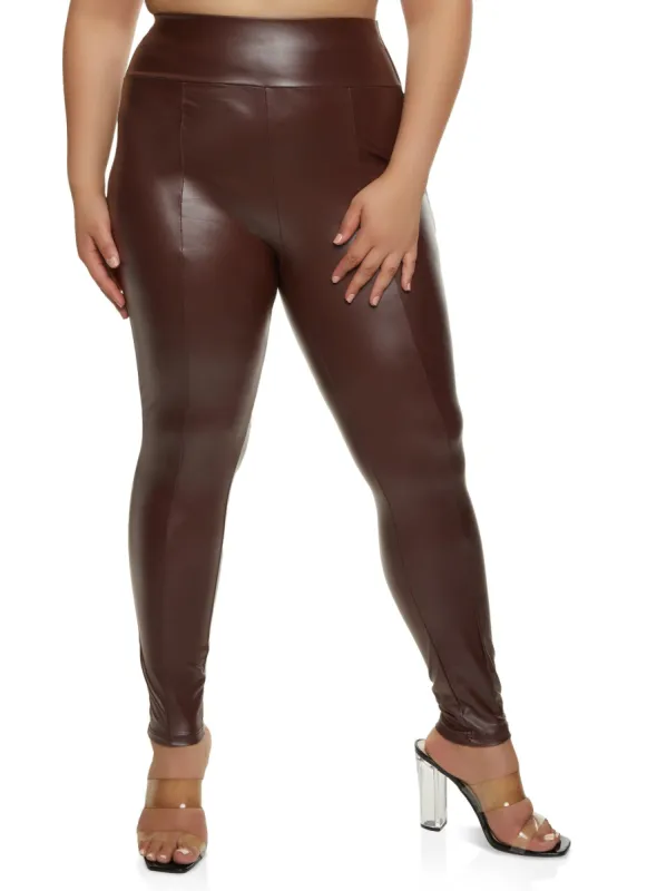 Plus Size Faux Leather High Waist Leggings sold by Rainbow
