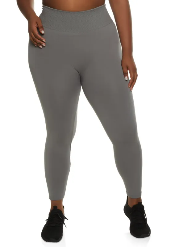 Plus Size High Waisted Fleece Lined Leggings sold by Rainbow