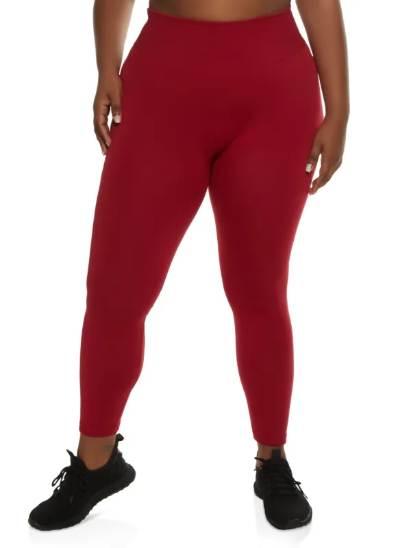 Plus Size High Waisted Fleece Lined Leggings sold by Rainbow