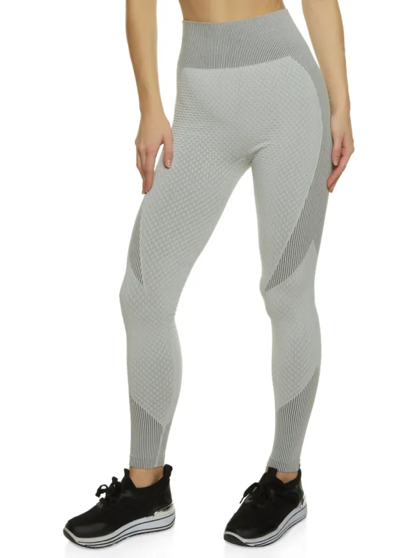Textured Knit Color Block Active Leggings sold by Rainbow