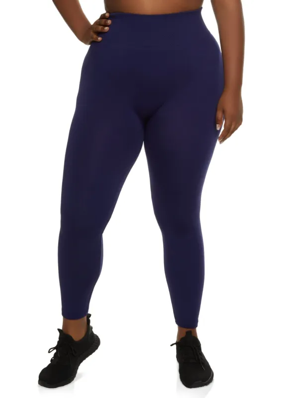 Plus Size High Waisted Fleece Lined Leggings sold by Rainbow