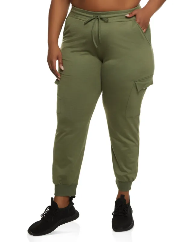 Plus Size French Terry Cargo Pocket Joggers sold by Rainbow