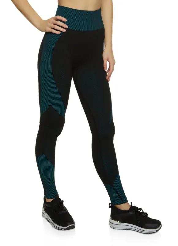 Textured Knit Color Block Active Leggings sold by Rainbow
