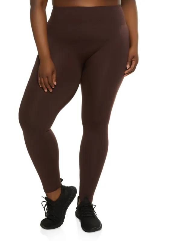 Plus Size Fleece Lined High Waist Leggings sold by Rainbow