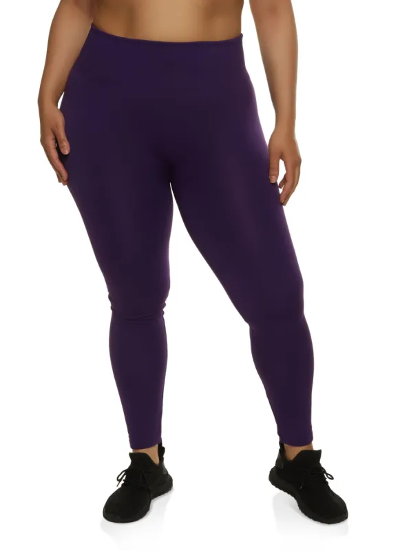 Plus Size Fleece Lined High Waist Leggings sold by Rainbow