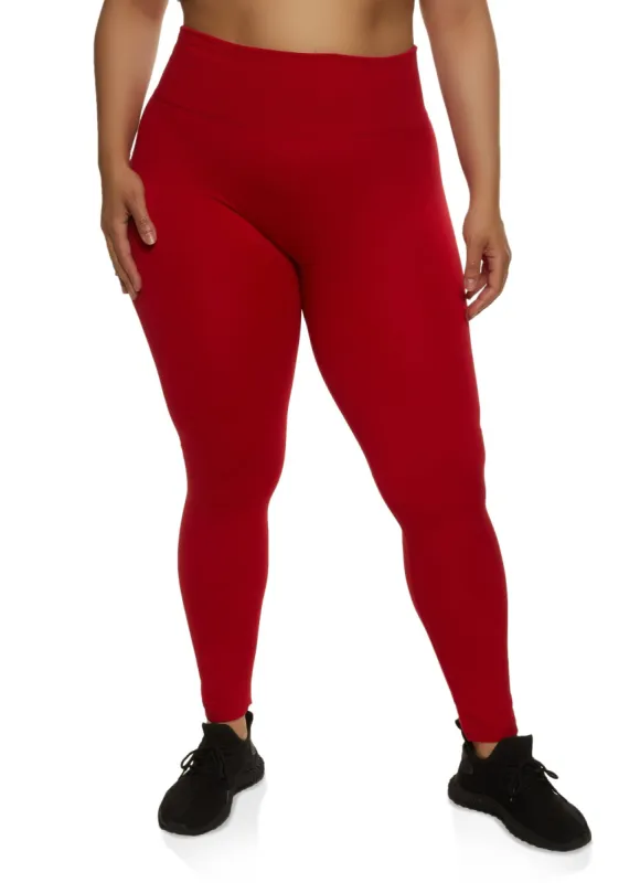 Plus Size Fleece Lined High Waist Leggings sold by Rainbow
