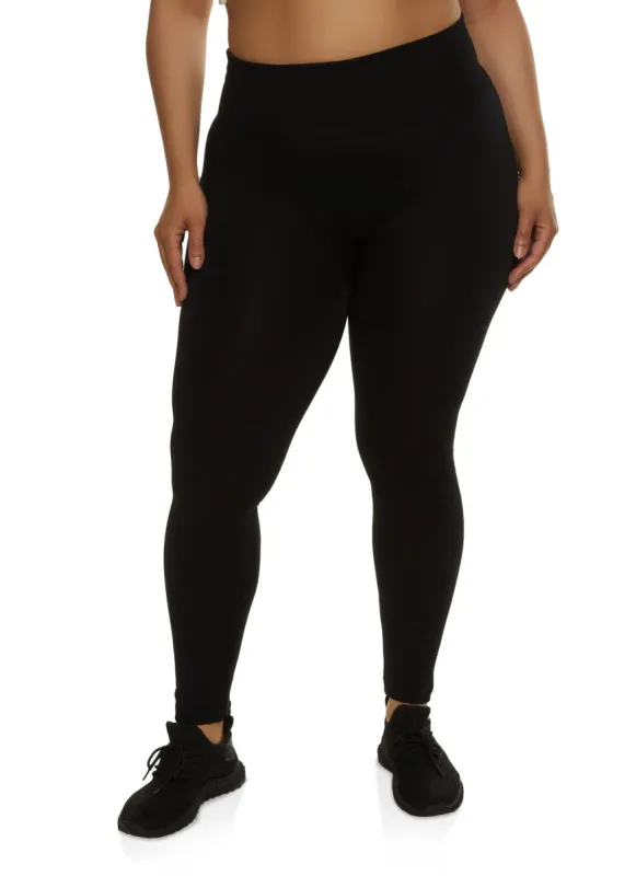 Plus Size Fleece Lined High Waist Leggings sold by Rainbow