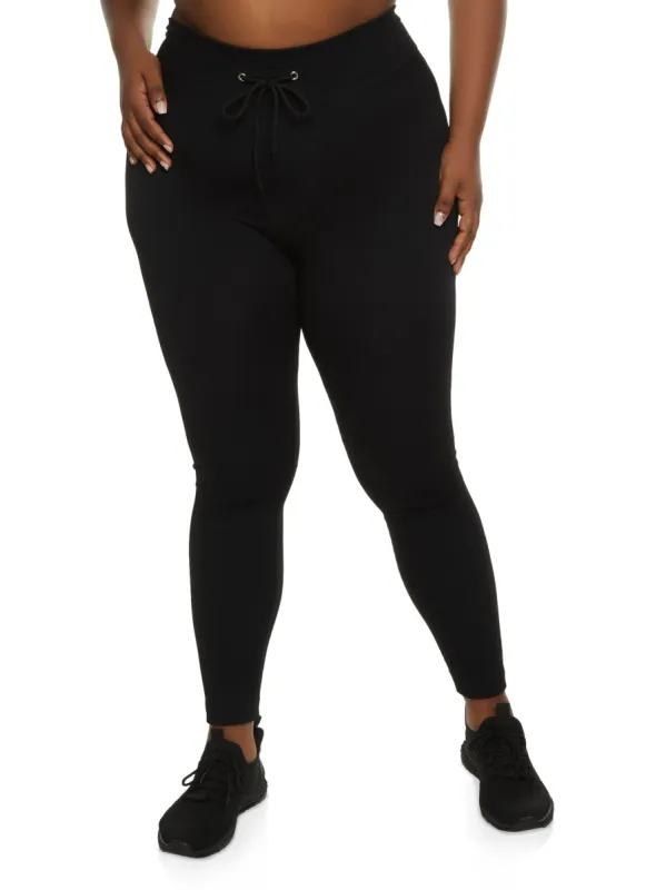 Plus Size Seamless High Waist Drawstring Leggings made by Rainbow