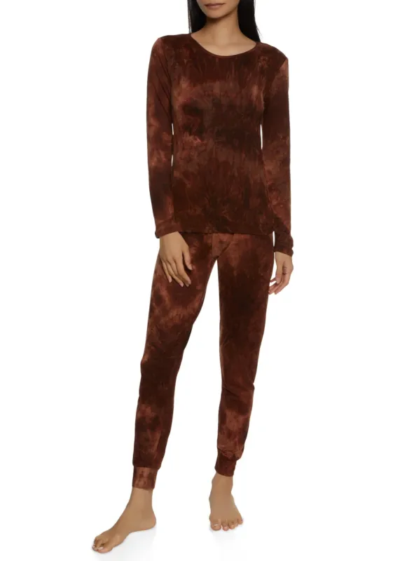 Tie Dye Long Sleeve Pajama Top and Pants Set sold by Rainbow