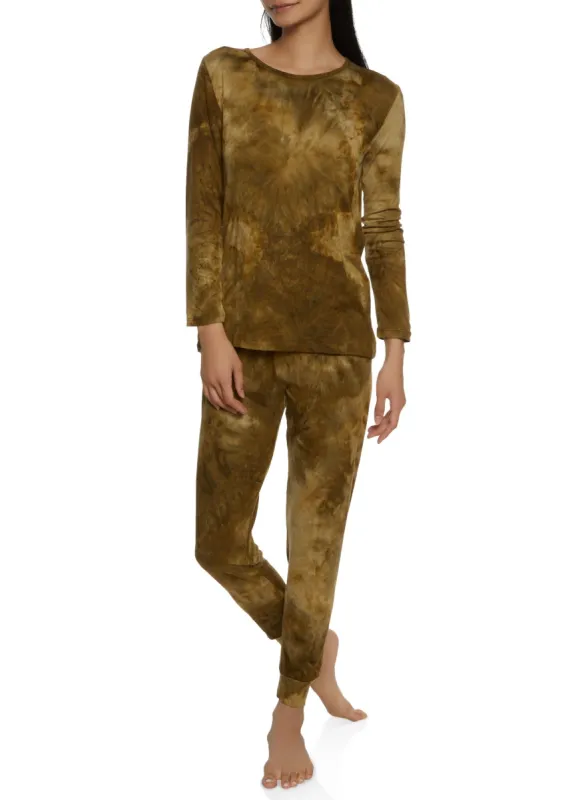 Tie Dye Long Sleeve Pajama Top and Pants Set sold by Rainbow