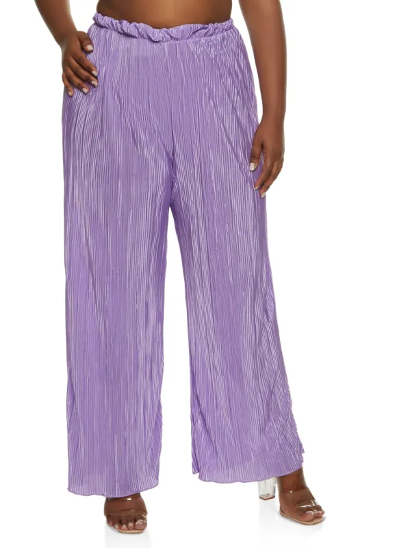 Plus Size Plisse Wide Leg Pants sold by Rainbow