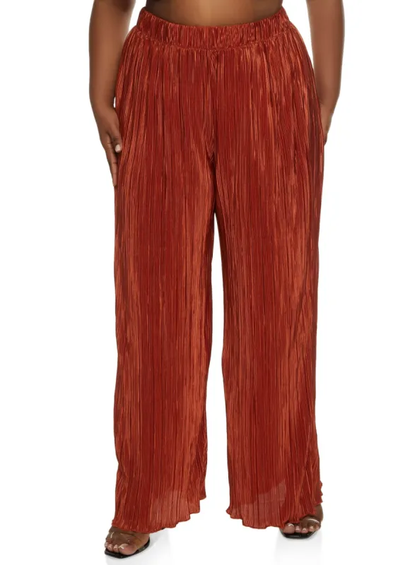 Plus Size Plisse Wide Leg Pants sold by Rainbow