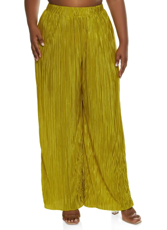 Plus Size Plisse Wide Leg Pants sold by Rainbow