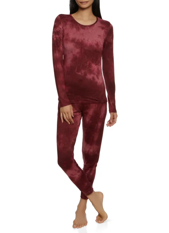 Tie Dye Long Sleeve Pajama Top and Pants Set sold by Rainbow
