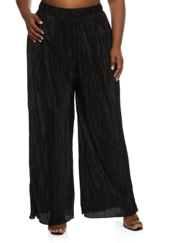 Plus Size Plisse Wide Leg Pants sold by Rainbow