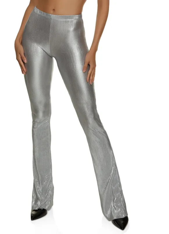 Plisse Lurex High Waist Flare Pants sold by Rainbow