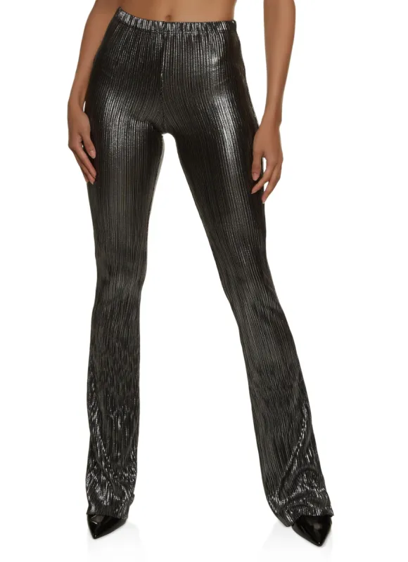 Plisse Lurex High Waist Flare Pants sold by Rainbow