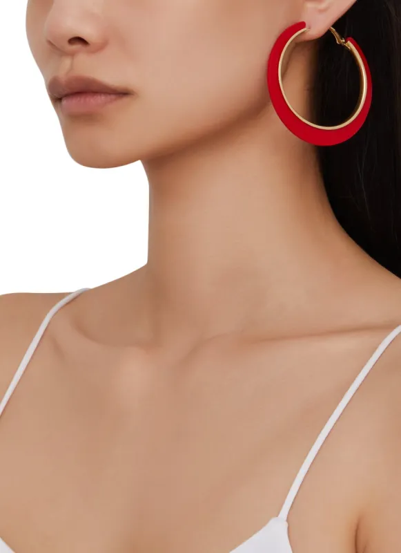 Metallic Detail Resin Hoop Earrings sold by Rainbow